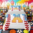 thumbnail image 1 of Erosebridal Waffle Drip Letter A Twin Comforter Sets, Cute Baseball Sport Bedding Set for Girls and Boys, Gray Reversible 2pcs, 1 Comforter and 1 Pillowcase, 1 of 6