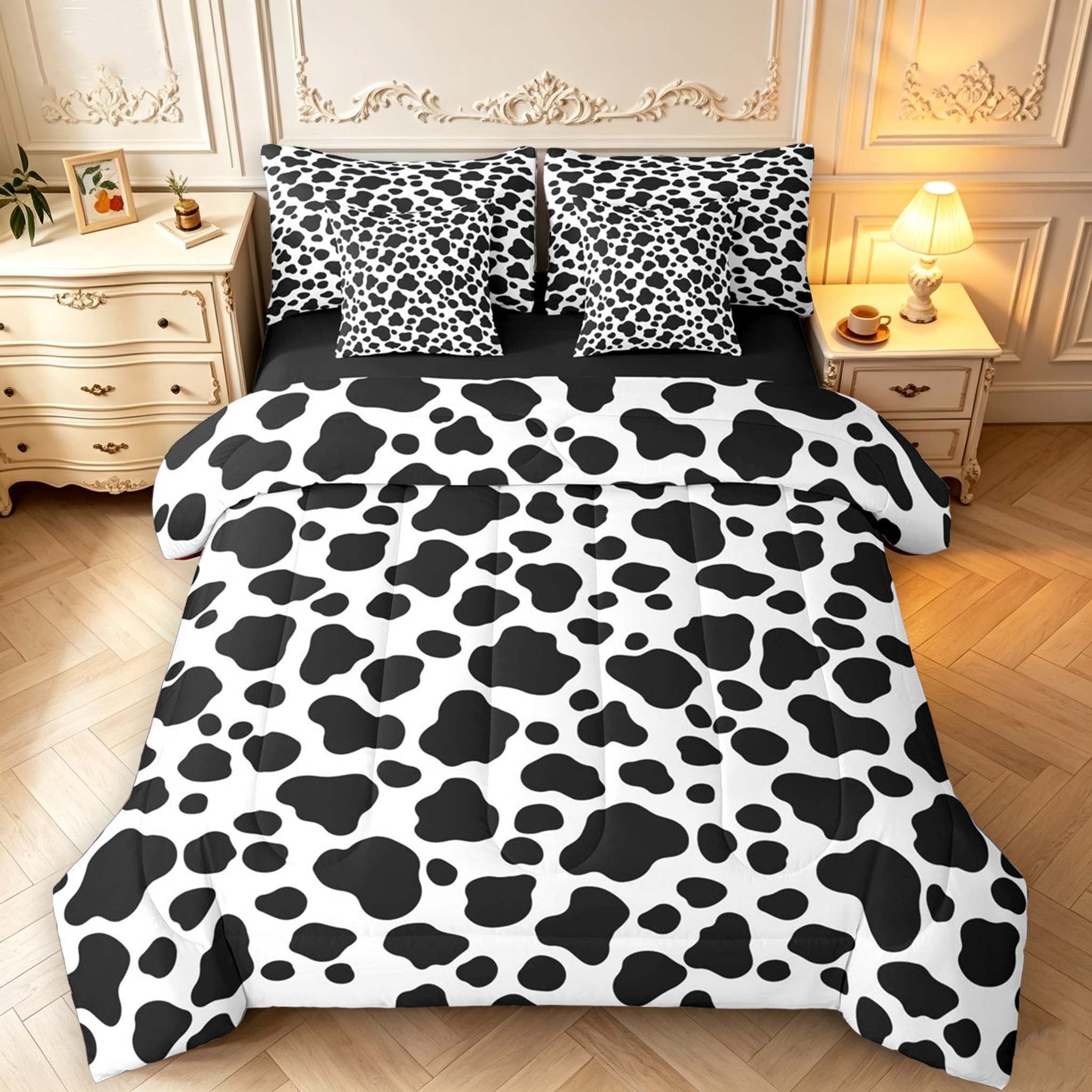 Erosebridal Warm Cow Print 7pcs Queen Bedding,Dark Spots Pattern ...
