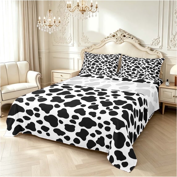 Erosebridal Warm Cow Print King Sheets,Dark Spots Pattern Bedding,4 ...