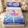thumbnail image 1 of Erosebridal Watercolor Ballerina Pattern Zipper Twin Comforter Sets with Fitted Sheet and 2 Pillowcases,Star Floral Print Zipper Bedding Set,Purple Pink Blue Orange,Reversible, 1 of 6