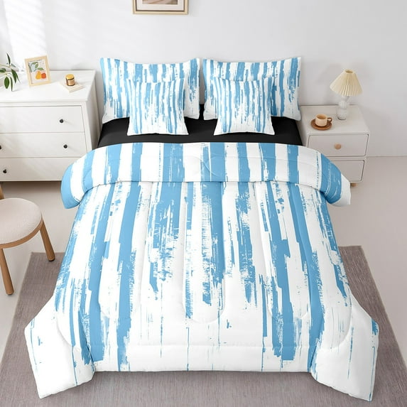 Erosebridal Watercolor Bedding Full Size for Adult, Modern Ink Bed in a Bag Full size, Geometry Reversible Bed Set, Super Cozy Bedroom Decoration, 7pcs