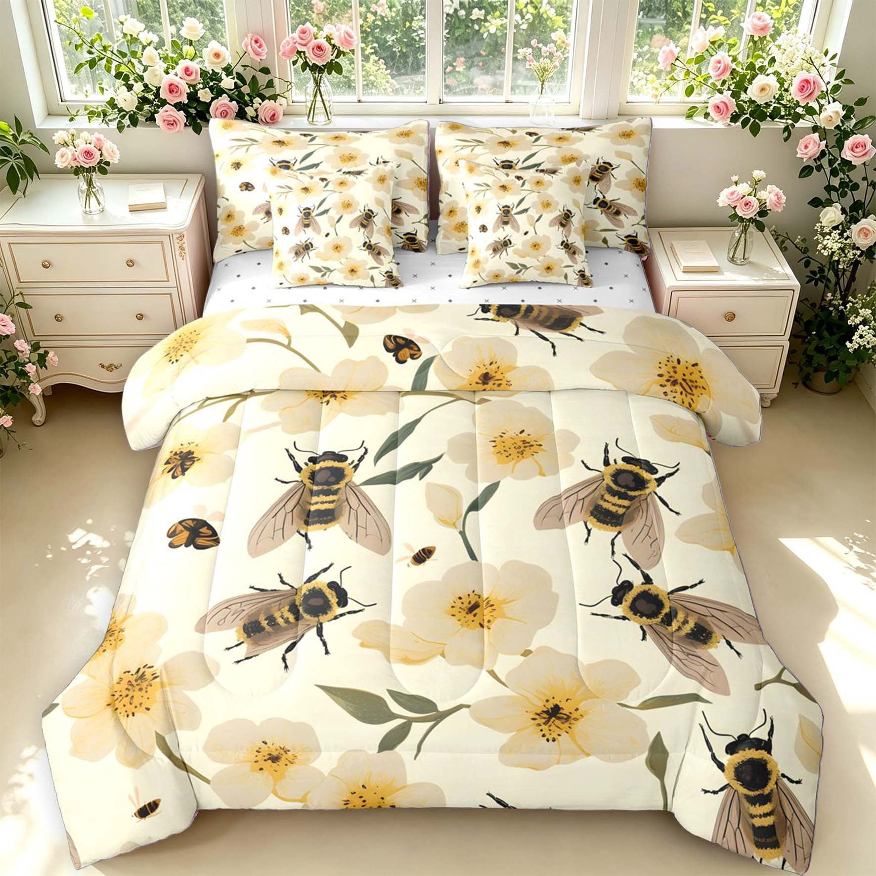 Erosebridal Watercolor Bee 7 Pieces Full Size Bedding Sets,Vintage ...