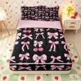 thumbnail image 1 of Erosebridal Watercolor Bow Pattern Zipper Full Size Comforter Sets with Fitted Sheet and 2 Pillowcases,Juicy Cherry Print Zipper Bedding Set,Pink Black,Pink Reversible, 1 of 6