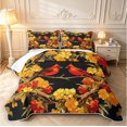 thumbnail image 1 of Erosebridal Watercolor Cardinal Animals Bed Spread Queen,Rustic Flowers Queen Coverlet Set,Black Yellow,3 Pieces,1 Quilt and 2 Pillowcases, 1 of 7
