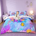 thumbnail image 1 of Erosebridal Watercolor Cartoon Mermaid Duvet Cover Set,Ocean Animals Bedding Full For Girls Kids 3 Pieces,No Comforter,Reversible, 1 of 6