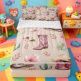 thumbnail image 1 of Erosebridal Watercolor Cowgirl Boot Zipper Twin Comforter Sets with Fitted Sheet and 2 Pillowcases,Peach Floral Cactus Zipper Bedding Set For Girls,Reversible,4 Pieces, 1 of 7