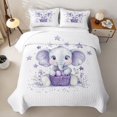 thumbnail image 1 of Erosebridal Watercolor Elephant Quilt Full,Purple Stars Floral Pattern Full Bedspread Sets For Girls,3pcs, 1 of 7