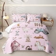 thumbnail image 1 of Erosebridal Watercolor Farm Animal Bed Spread Queen for Girls, Country Farmhouse Print Queen Coverlet Set, 3-Piece, 1 of 7