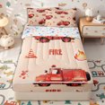 thumbnail image 1 of Erosebridal Watercolor Fire Truck Pattern Zipper Twin Comforter Sets with Fitted Sheet and 2 Pillowcases,Cute Flame Print Zipper Bedding Set,Red Orange,Reversible, 1 of 6