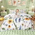 thumbnail image 1 of Erosebridal Watercolor Flower Queen Duvet Cover Set for Girls, Sunflower Lavender Bedding, Polka Dots Reversible, 3pcs 1 Duvet Cover and 2 Pillowcases, No Comforter, 1 of 6