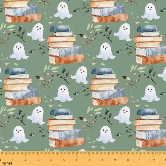 Erosebridal Watercolor Ghost Fabric by the Yard 3 Yards, Vintage Book Leaf Pattern Room Decor Fabric by the Yard
