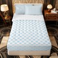 thumbnail image 1 of Erosebridal Watercolor Grid Zipper Full Size Comforter Sets with Fitted Sheet and 2 Pillowcases,Geometric Square Print Zipper Bedding Set,Sky Blue,Reversible, 1 of 6