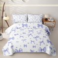 thumbnail image 1 of Erosebridal Watercolor Heart Bow Bed Spread Queen for Girls, Purple Gingham Ribbon Queen Coverlet Set, 3-Piece, 1 of 7