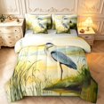 thumbnail image 1 of Erosebridal Watercolor Heron Animals 7-Piece King Bedding,Coastal Wildlife King Bed in a Bag,Yellow Blue,Light Gray Reversible, 1 of 7