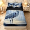 thumbnail image 1 of Erosebridal Watercolor Heron Animals Zipper Twin Comforter Sets with Fitted Sheet and 2 Pillowcases,Transitional Wildlife Zipper Bedding Set,Blue White,Black Reversible,4pcs, 1 of 8
