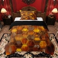 thumbnail image 1 of Erosebridal Watercolor Honeycomb Twin Comforter Sets, Brown Hexagon Bedding Set, Black Reversible, 1 Comforter and 1 Pillowcase, 1 of 6