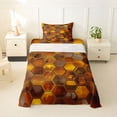 thumbnail image 1 of Erosebridal Watercolor Honeycomb Twin Sheet Sets, Brown Hexagon Bedding, 1 Flat Sheet, 1 Fitted Sheet and 1 Pillowcase, 1 of 5