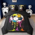 thumbnail image 1 of Erosebridal Watercolor Ice Cream Football Kids 7-Piece Twin Bedding Sets,Soccer Sport Games Ball Lover Bedding Comforter Set,Reversible Black, 1 of 7