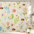 thumbnail image 1 of Erosebridal Watercolor Ladybug Shower Curtain 72Wx84L,Rustic Flowers Bathroom Shower Curtain,Cream Green, 1 of 5