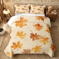 thumbnail image 1 of Erosebridal Watercolor Maple Quilt Full 3-Piece,Fall Leaves Full Bedspread Sets,Orange,1 Coverlet and 2 Pillowcases, 1 of 7
