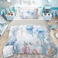 thumbnail image 1 of Erosebridal Watercolor Ocean Coral Twin Comforter Sets,Wild Jellyfish Starfish Bedding Set For Girls Kids, Reversible 2 Pieces, 1 of 7