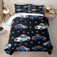 thumbnail image 1 of Erosebridal Watercolor Police Car Twin Quilt Set for Boys Men, Blue Cartoon Star Twin Coverlet Set, 2pcs, 1 of 7