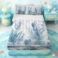 thumbnail image 1 of Erosebridal Watercolor Seagrass Coral Zipper Twin Comforter Sets with Fitted Sheet and 2 Pillowcases,Seashell Starfish Underwater Zipper Bedding Set For Boys,Reversible,4 Pieces, 1 of 7