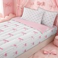 thumbnail image 1 of Erosebridal Watercolor Simple Bow Zipper Queen Comforter Set with Fitted Sheet and 2 Pillowcases for Teens, Pale Pink Ink Ribbon Zipper Bedding Set, Pink Reversible, 4 Pieces, 1 of 7