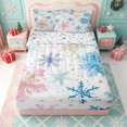 thumbnail image 1 of Erosebridal Watercolor Snowflake Zipper Queen Comforter Set with Fitted Sheet and 2 Pillowcases,Blue Pink Winter Art Zipper Bedding Set,Colorful Stars Reversible,4 Pieces, 1 of 7