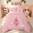 thumbnail image 1 of Erosebridal Watercolor Xmas Tree Queen Comforter Set, Dreamy Christmas Comforter Sets Queen, Pink, Pink Reversible, 3-Piece, 1 Comforter and 2 Pillowcases, 1 of 7