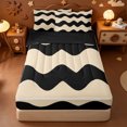 thumbnail image 1 of Erosebridal Wavy Stripe Zipper Full Size Comforter Sets with Fitted Sheet and 2 Pillowcases,Black Cream Geometric Retro Modern Zipper Bedding Set For Adults,Black Reversible,4pcs, 1 of 7