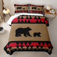 thumbnail image 1 of Erosebridal Western Bear Silhouette Twin Quilt Set for Women Men, Red Tan Abstract Triangle Twin Coverlet Set, 2-Piece, 1 of 7