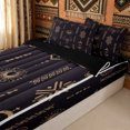 thumbnail image 1 of Erosebridal Western Boho Aztec Zipper Full Size Comforter Sets with Fitted Sheet and 2 Pillowcases for Women Men, Abstract Tribal Print Zipper Bedding Set, Black Reversible, 4-Piece, 1 of 7