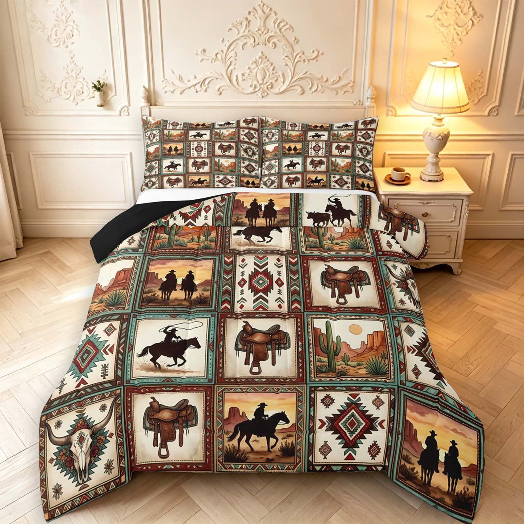 Erosebridal Western Cowboy Patchwork King Size Comforter Sets,Cow Skull ...