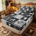thumbnail image 1 of Erosebridal Western Cowboy Patchwork Zipper Twin Comforter Sets with Fitted Sheet and 2 Pillowcases,Bull Skull Cactus Arrow Accent Zipper Bedding Set,Black White,4-Piece,Reversible, 1 of 6
