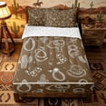 thumbnail image 1 of Erosebridal Western Cowboy Pattern Zipper Queen Comforter Set with Fitted Sheet and 2 Pillowcases,Desert Cactus Print Zipper Bedding Set,Brown White,Reversible, 1 of 6