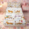 thumbnail image 1 of Erosebridal Western Horse Pattern Zipper Queen Comforter Set with Fitted Sheet and 2 Pillowcases,Cowboy Farm Print Zipper Bedding Set,Brown Yellow White,Reversible, 1 of 6