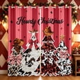 thumbnail image 1 of Erosebridal Western Xmas Tree Kitchen Curtains, Cowboy Leopard Print Black Out Curtains Pack of 2 (42x63 Each), Red Dark Brown, 1 of 6