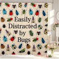 thumbnail image 1 of Erosebridal Whimsical Beetles Shower Curtain 72Wx84L,Transitional Bug Theme Bathroom Shower Curtain,Cream Green, 1 of 5