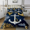 thumbnail image 1 of Erosebridal White Anchor Quilt Sets for Queen Size Bed,Sea Shell Bed Set,Ocean Bedroom Decor,Lightweight,3pcs, 1 of 5