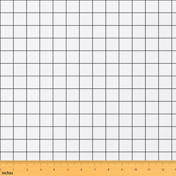 Erosebridal White Black Windowpane Fabric by the Yard 1 Yard, Check Grid Pattern Home Decor Fabric by the Yard