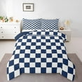 thumbnail image 1 of Erosebridal White Blue Plaid Comforter Set Twin Navy Blue Checkerboard Bedding Set Teen,Checkered Grid Quilt Set Modern Aesthetic Geometric Bed Set Room Decor, 1 of 7