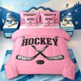 thumbnail image 1 of Erosebridal White Hockey Stick 7 Pieces Full Size Bedding Sets,Modern Ice Skater Full Size Bed in a Bag,Pink Reversible, 1 of 7