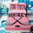 thumbnail image 1 of Erosebridal White Hockey Stick Zipper Queen Comforter Set with Fitted Sheet and 2 Pillowcases,Modern Ice Skater Zipper Bedding Set,Pink Reversible,4-Piece, 1 of 7