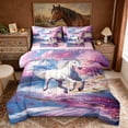 thumbnail image 1 of Erosebridal White Horse Bedding Comforter Set for Girls, Japanese Cherry Blossoms Queen Bedding Sets, 1 of 6