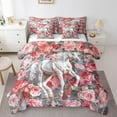 thumbnail image 1 of Erosebridal White Horse Bedding Sets, Romantic Rose Comforter Sets with Sheets, Western Reversible Bed Sheets Set, Microfiber Bedroom Decor, 7 Pieces, 1 of 6