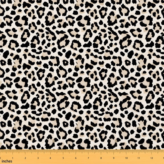 Erosebridal White Leopard Fabric by the Yard 1 Yard, Animal Print Home Decor Fabric by the Yard