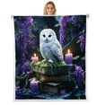 thumbnail image 1 of Erosebridal White Owl Fleece Blanket, Dreamy Jungle Flower Sherpa Throw, Retro Books Decor, 40x50, 1 of 7