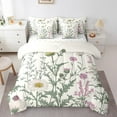 thumbnail image 1 of Erosebridal White Pink Blossoms Bedding Queen Size, Botanical Floral Flower Comforter Sets with Sheets, Green Leaves Bedroom Decor, Reversible 7-Piece, 1 of 4