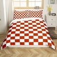 thumbnail image 1 of Erosebridal White Rust Red Checkered Bedding Set Buffalo Plaid Grid Comforter Cover Full,Checkerboard Duvet Cover Adults Men Women Aesthetics Gingham Quilt Cover(No Comforter), 1 of 5